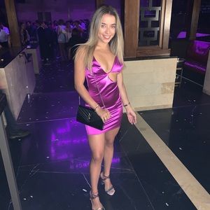 Purple silk mini dress